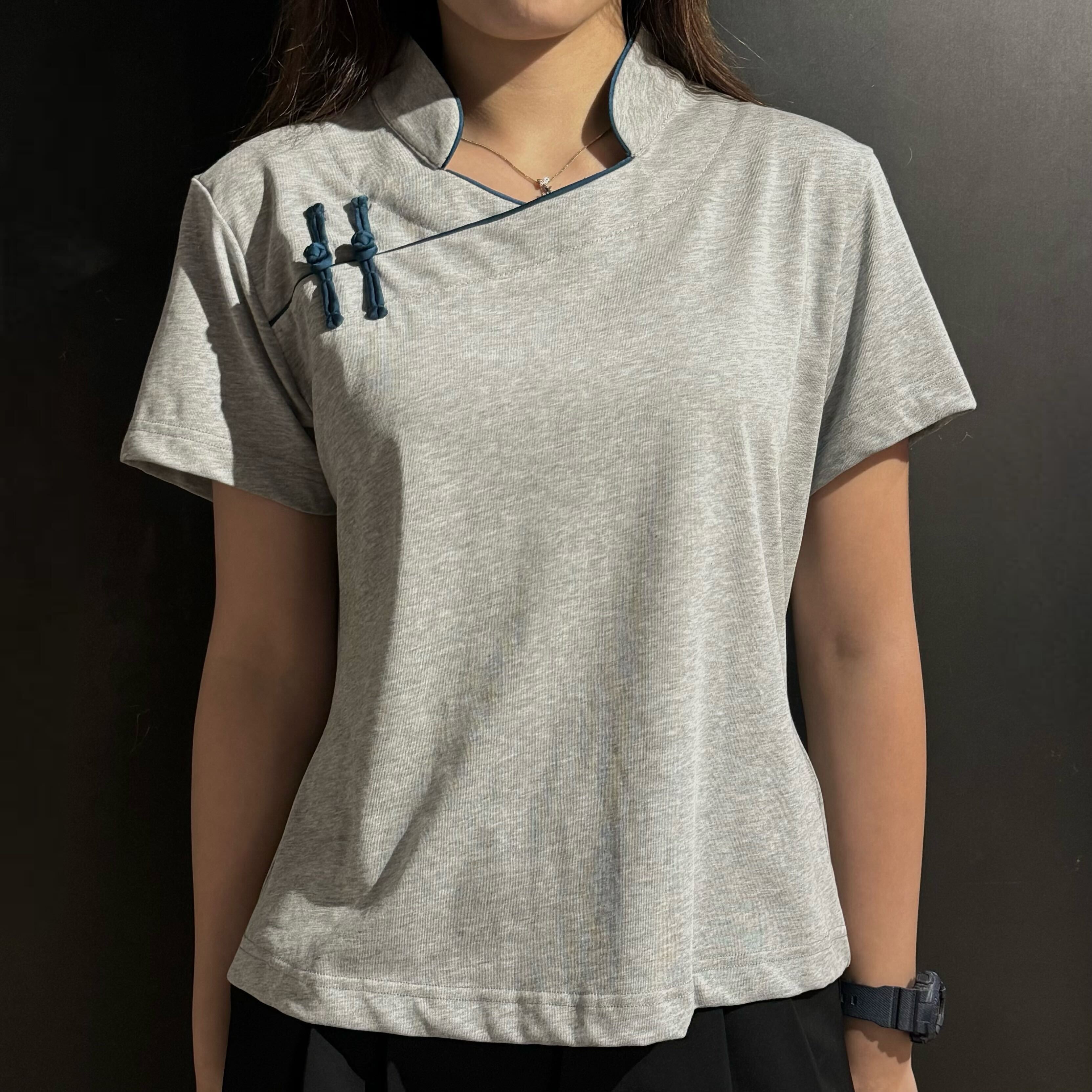 Qipolo Top, Heather Grey