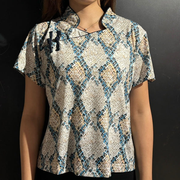 Qipolo Top, Mosaic Blue