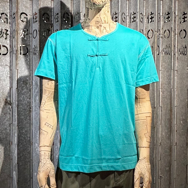 Knot Button Harso Henley, Turquoise Green