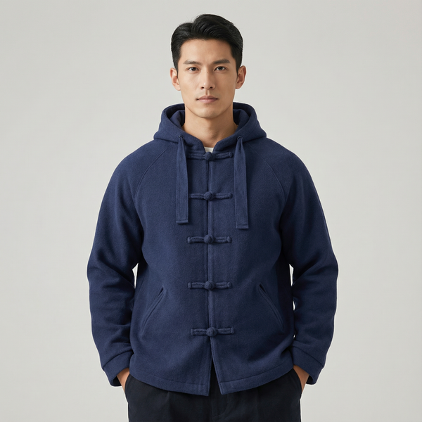 Knot Button Hoodie, Navy
