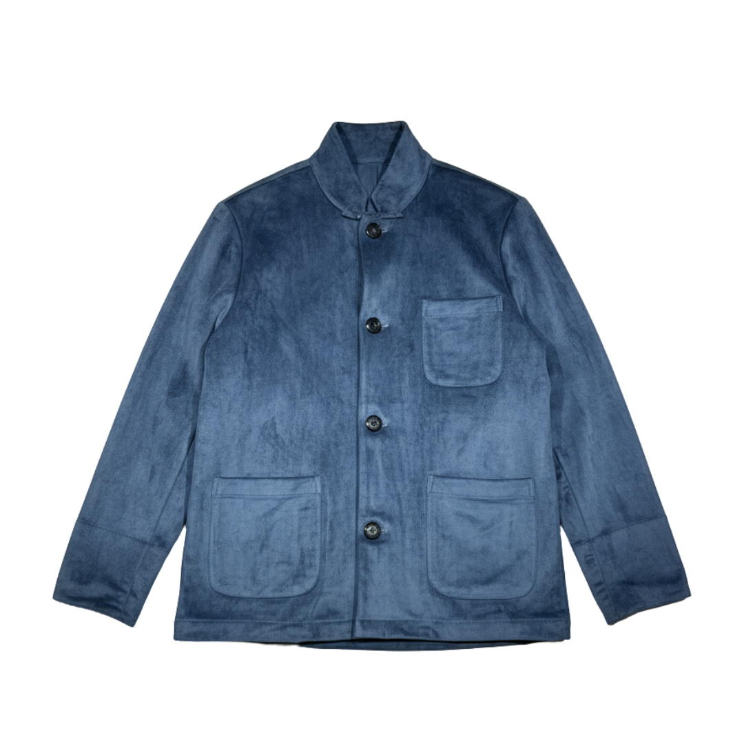 Micro Suede Blazer Chinese Jacket, Blue