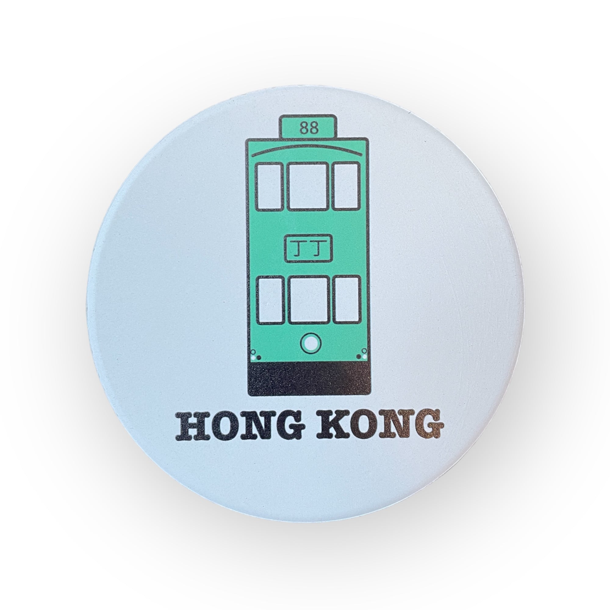 HK Transport Ceramic Coaster Set of 4 with Metal Holder by Liz Fry Design