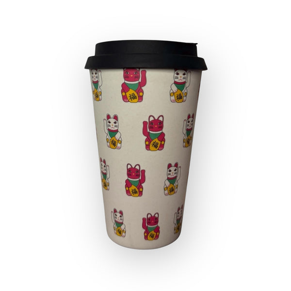 Tung Choi Street Lucky Cats Travel Cup by Liz Fry Design