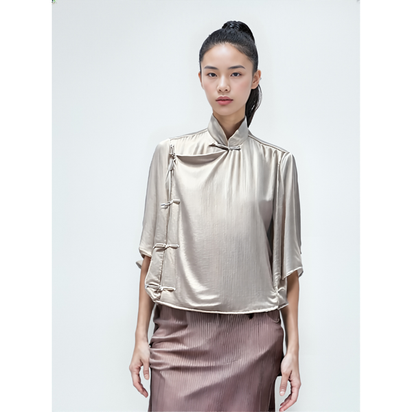Silk High Low Shirt, Silver Grey