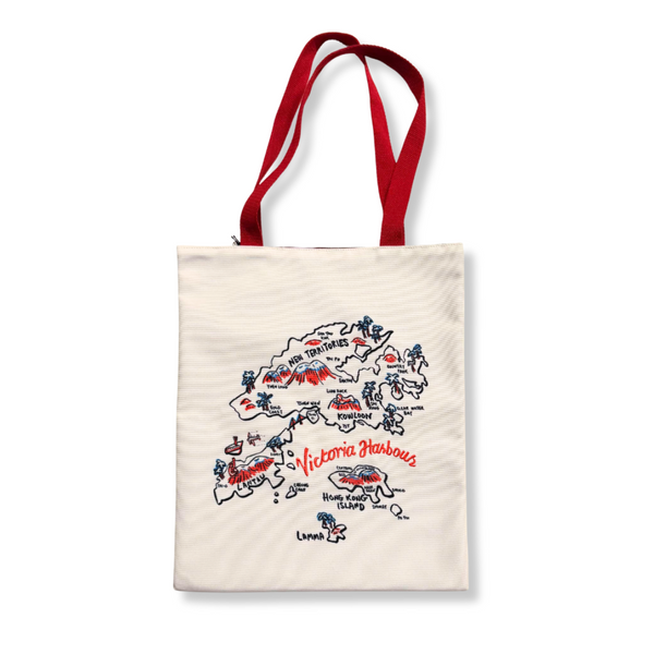 Canvas Shopping Tote, Hong Kong Map