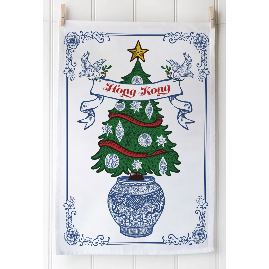 Tea Towel -Festive Christmas Tree by Lion Rock Press