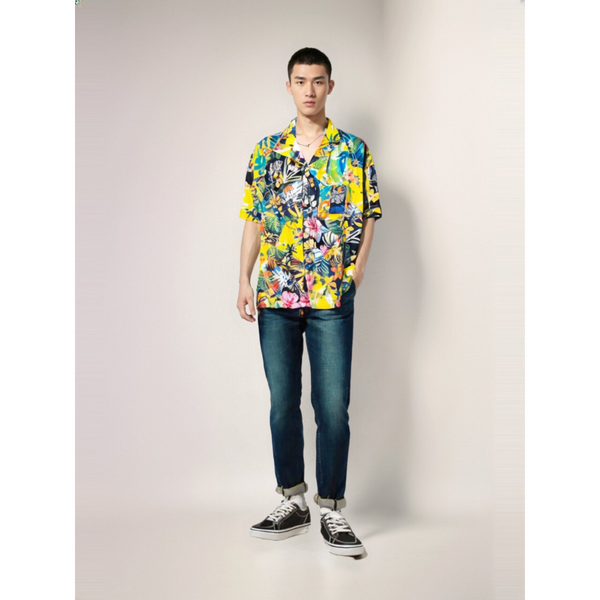 Patchwork Hawaiian Shirt, Tropical Floral