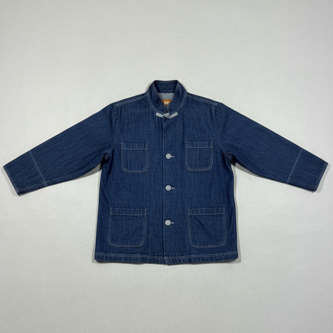 Denim Blazer Chinese Jacket, Dark Blue
