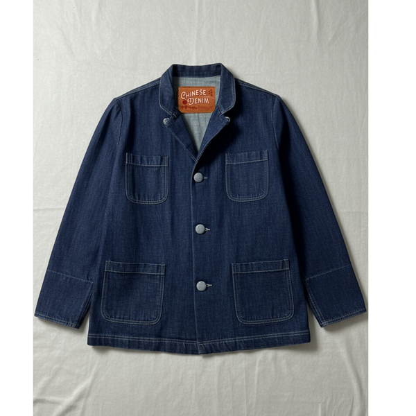 Denim Blazer Chinese Jacket, Dark Blue