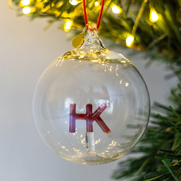 Hanging Decoration - HK Letter Glass Bauble by Lion Rock Press