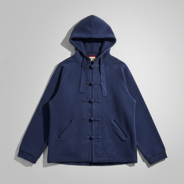 Knot Button Hoodie, Navy
