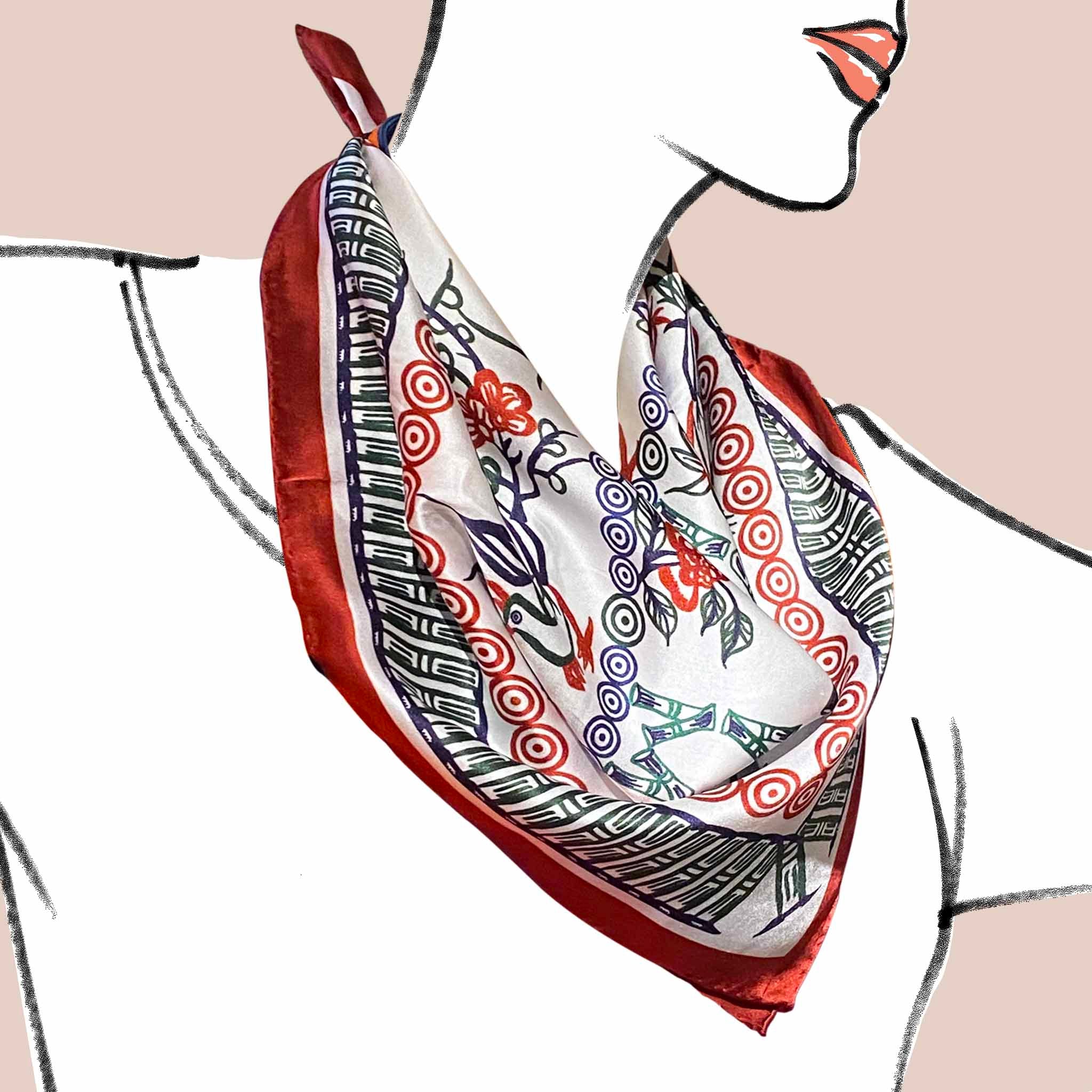 Mahjong Birds Silk Bandana