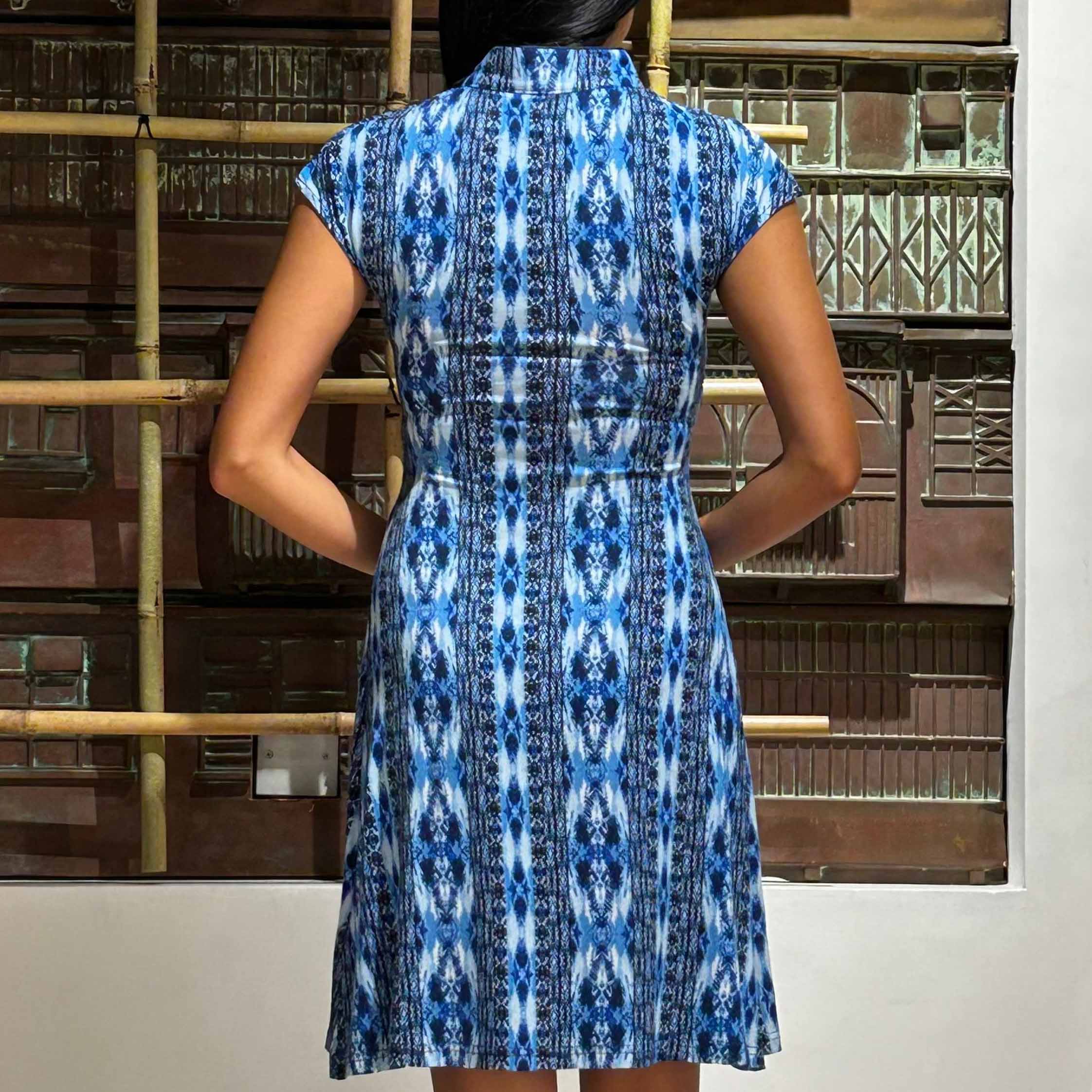 Blue Stripe Qipao Dress