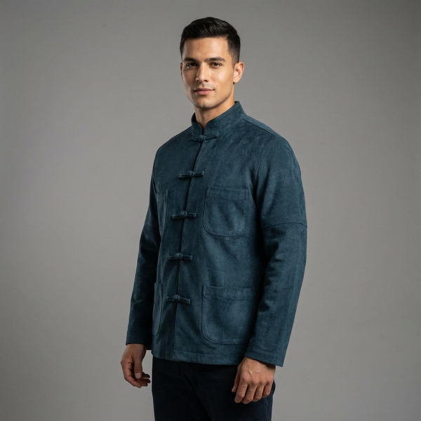Four Pockets Micro Suede Jacket, Tidewater Green