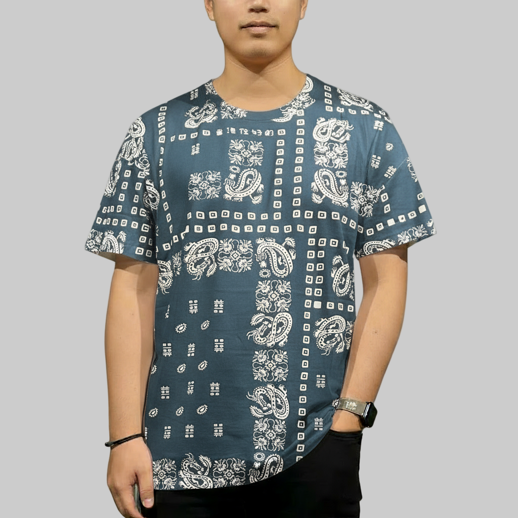 Double Happiness Dragon Bandana Oversized T-Shirt, Dark Teal