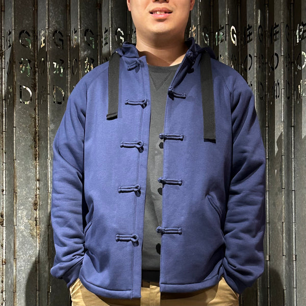 Knot Button Hoodie Jacket, Navy
