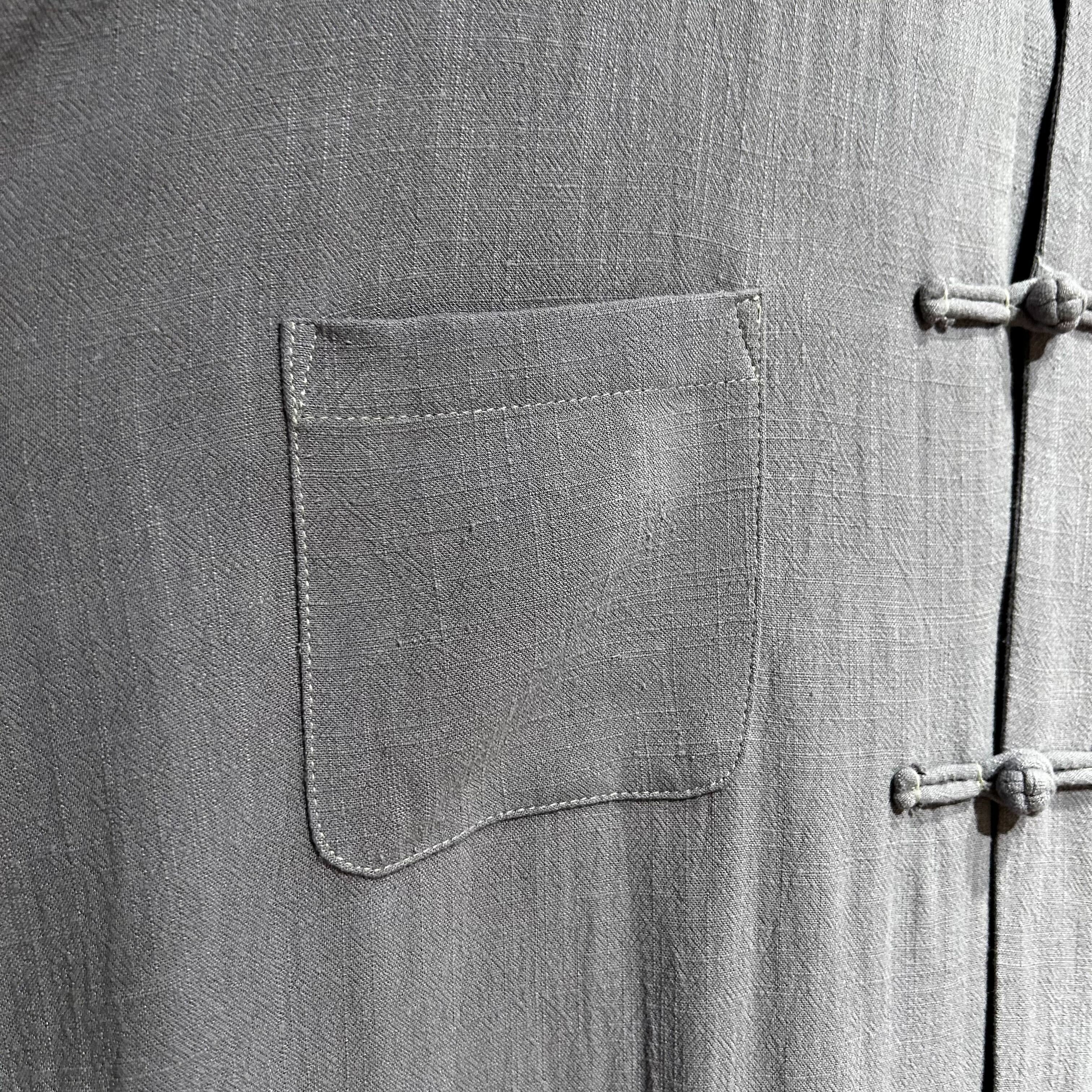 Knot Button Slub Shirt Jacket, Dove Grey