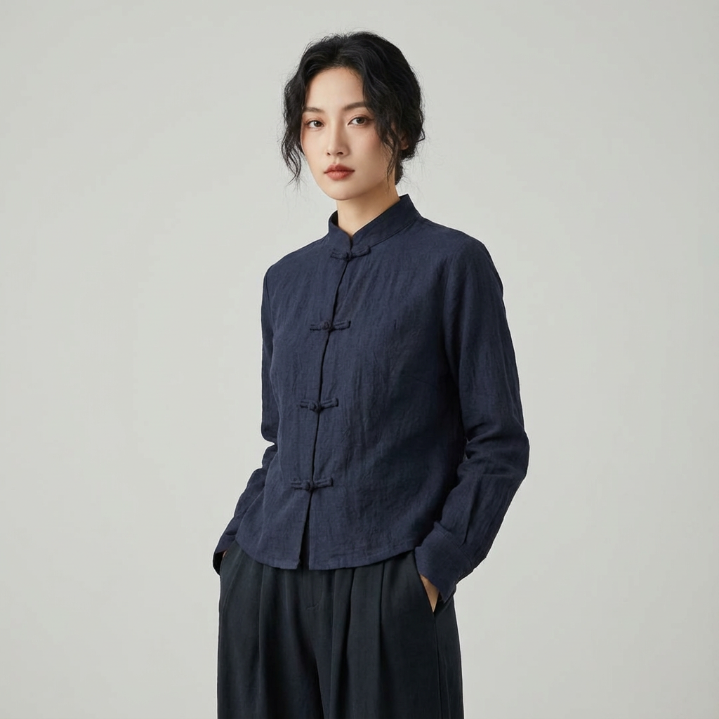 Knot Button Cotton Shirt