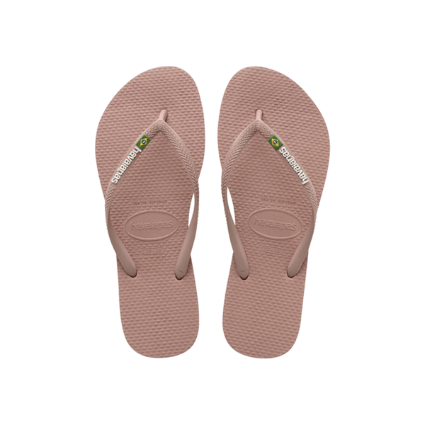 Brasil Logo Slim Flip Flops By Havaianas, Crocus Rose