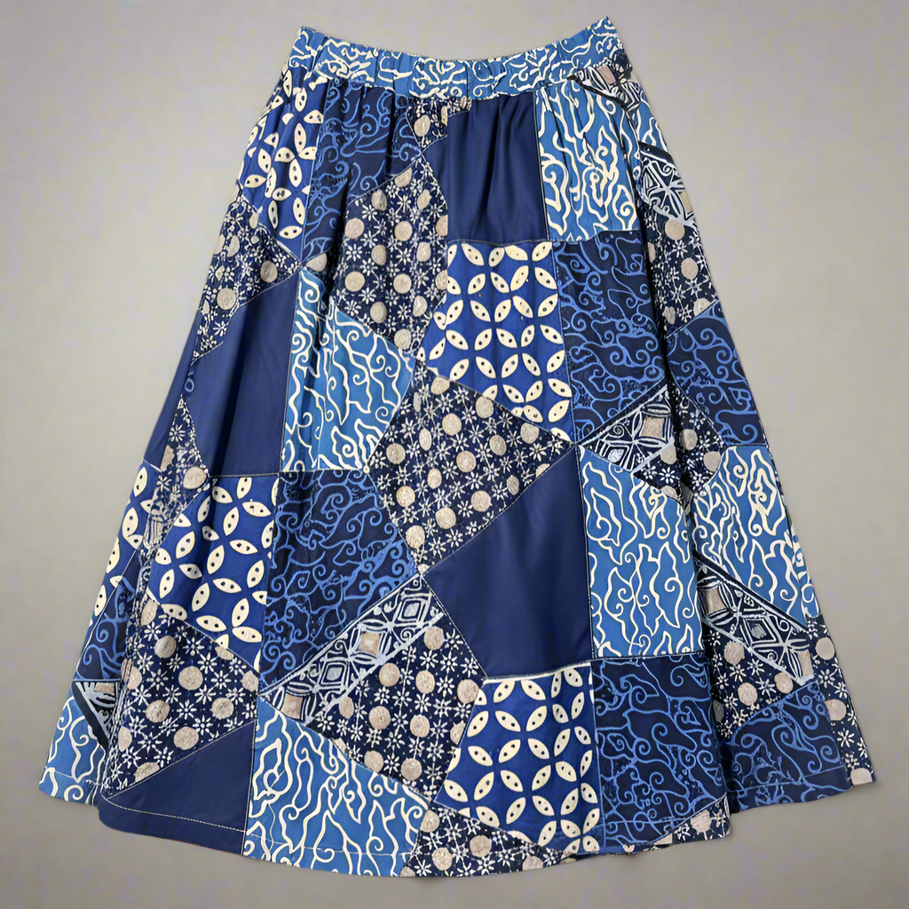 Patchwork Skirt, Blue
