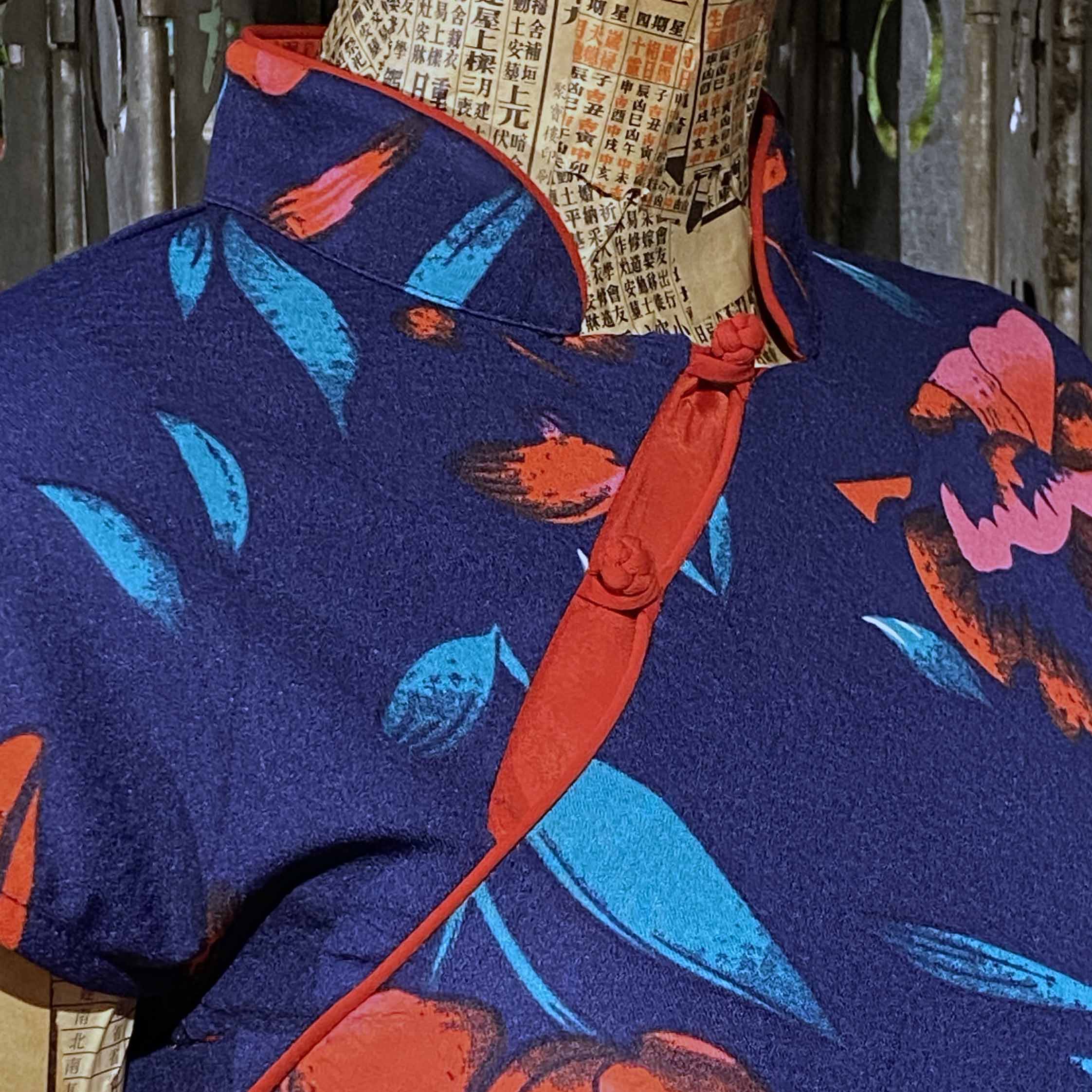 Hibiscus Blue Qipao Dress