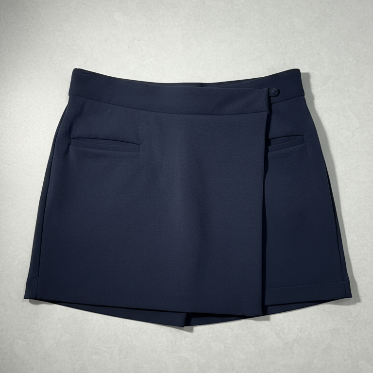 Knot Button Skort, Navy
