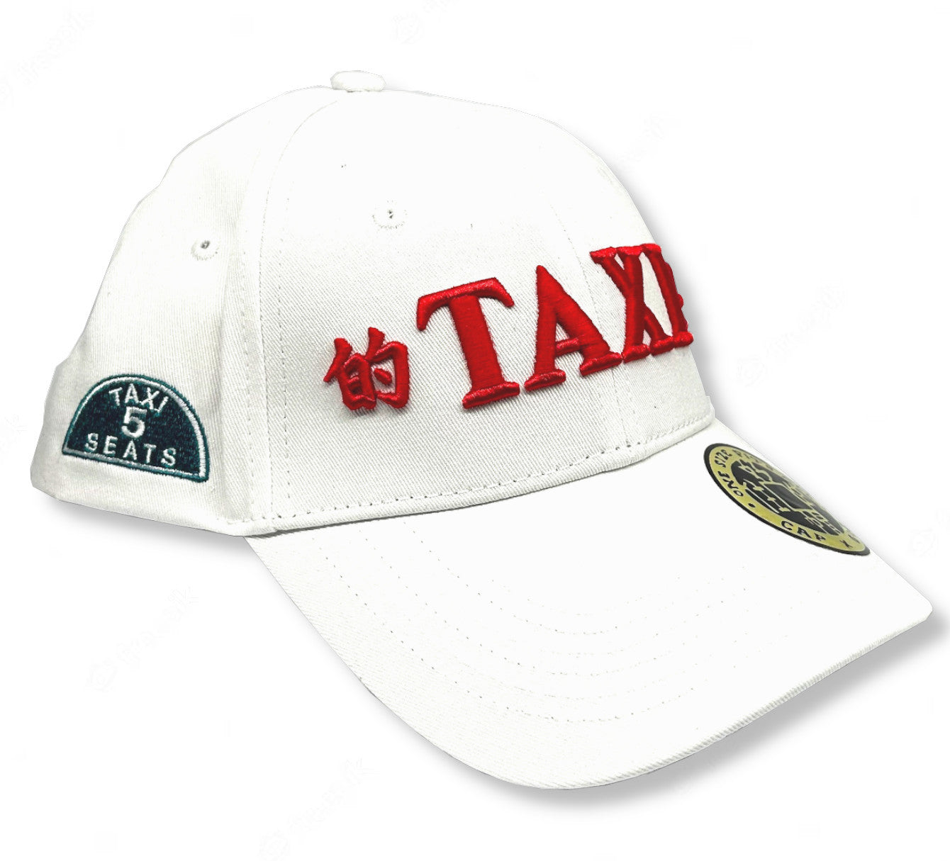 'TAXI' 3D Baseball Cap, White/Red