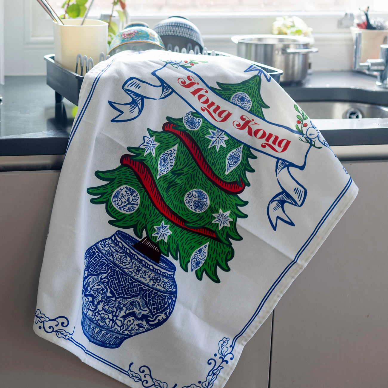 Tea Towel -Festive Christmas Tree by Lion Rock Press