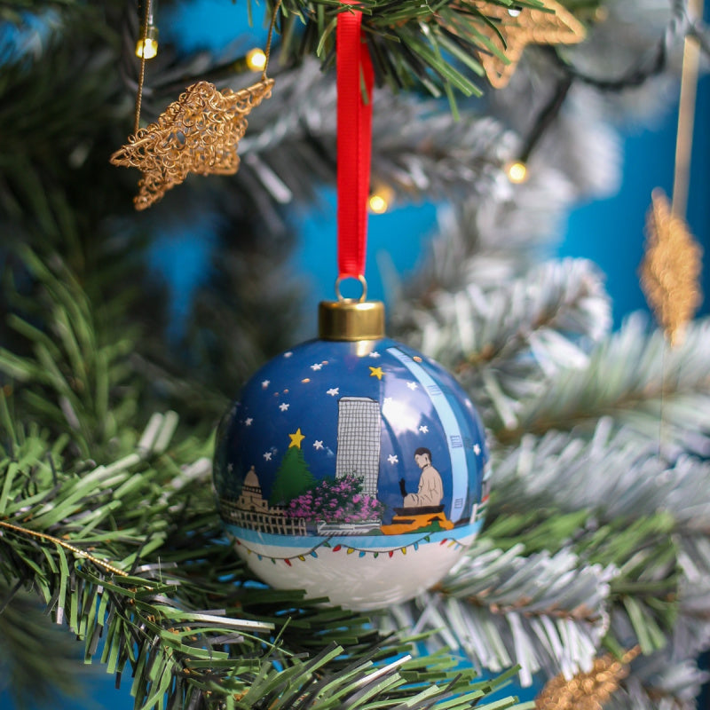 Starry Night Hand Painted Glass Ornament by Lion Rock Press
