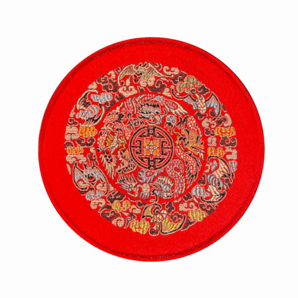 Embroidered Doily 18.5cm, Red