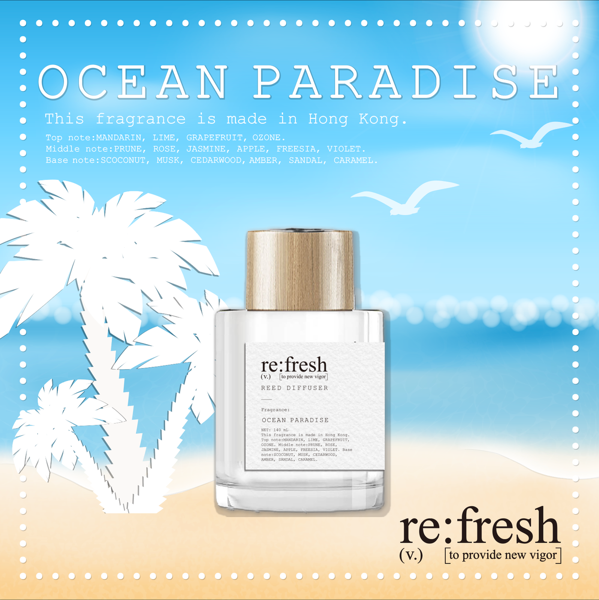 re:fresh Ocean Paradise Reed Diffuser 140ml