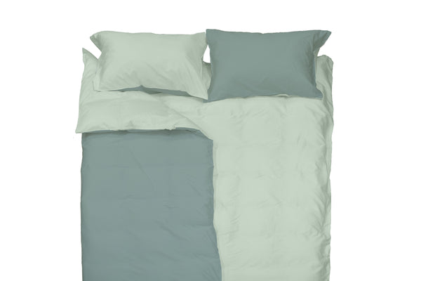BIG Living Quilt Covers & Pillow Case, Silver Blue/Green Lily
