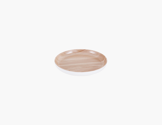 Zicco Round Plate, White/Wood