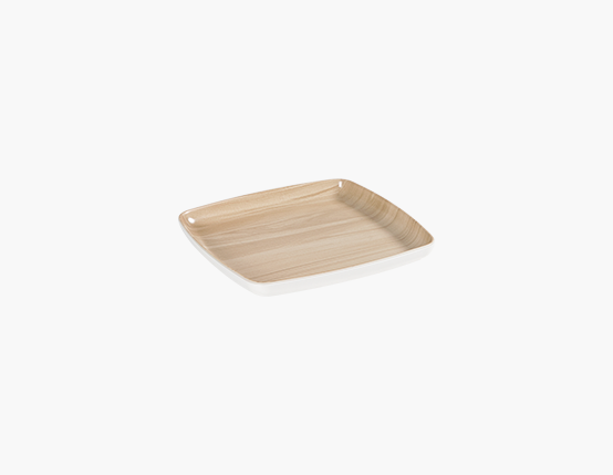 Zicco Square Plate, White/Wood