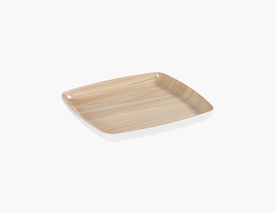 Zicco Square Plate, White/Wood