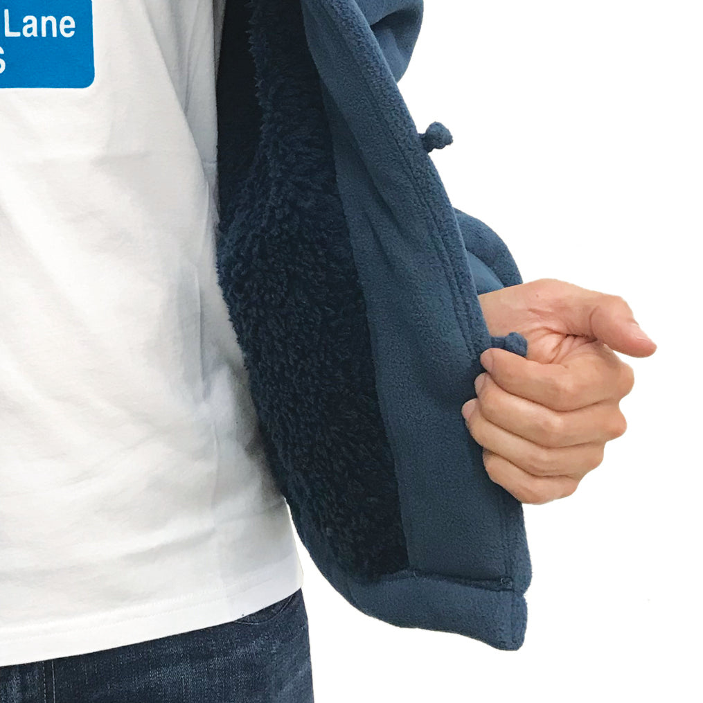 Thick Fleece Knot Button Jacket, Slate/Navy