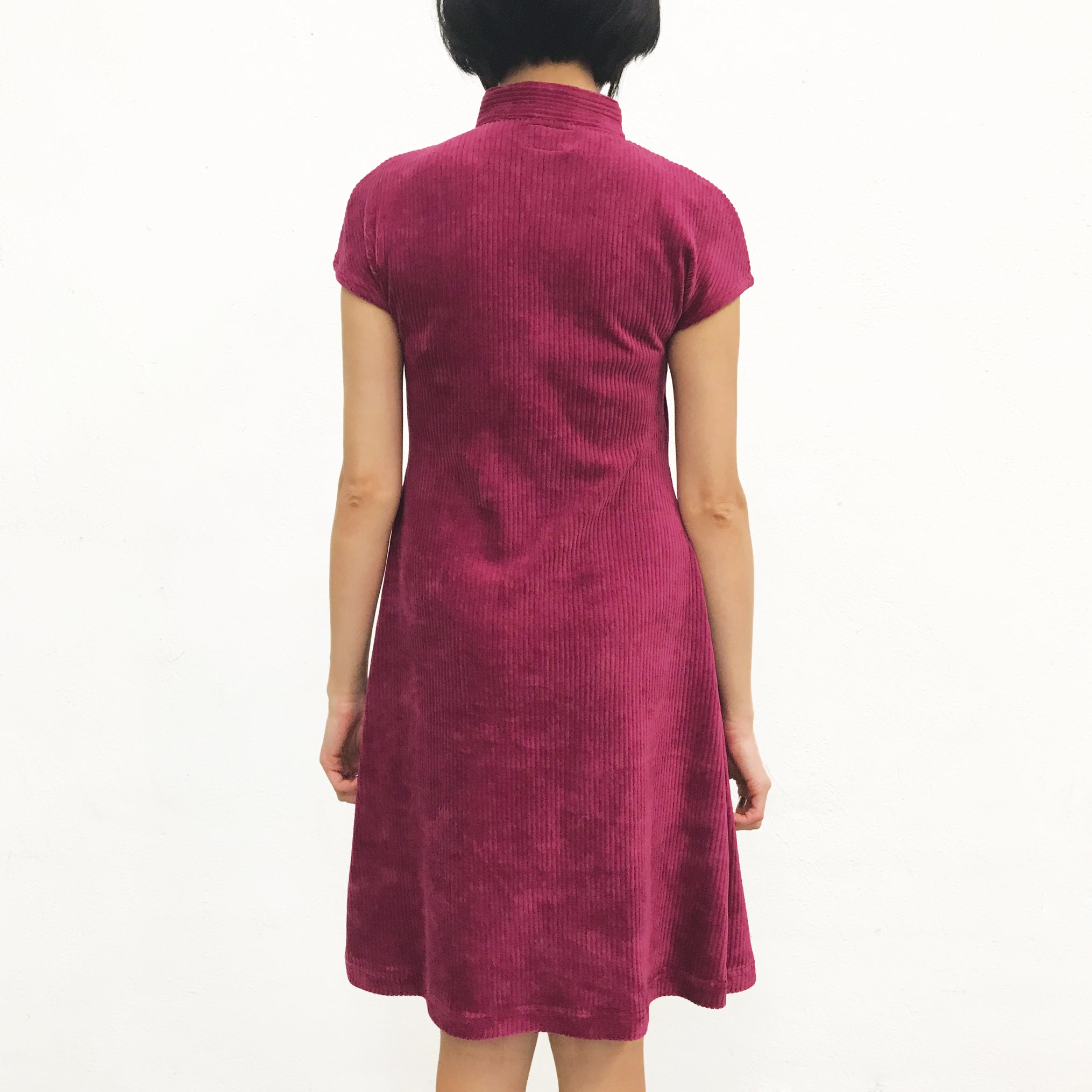 Corduroy Qipao Dress, Burgundy
