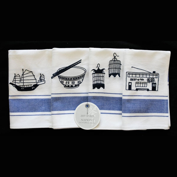 Embroidered Napkin Set by Zest of Asia, Blue