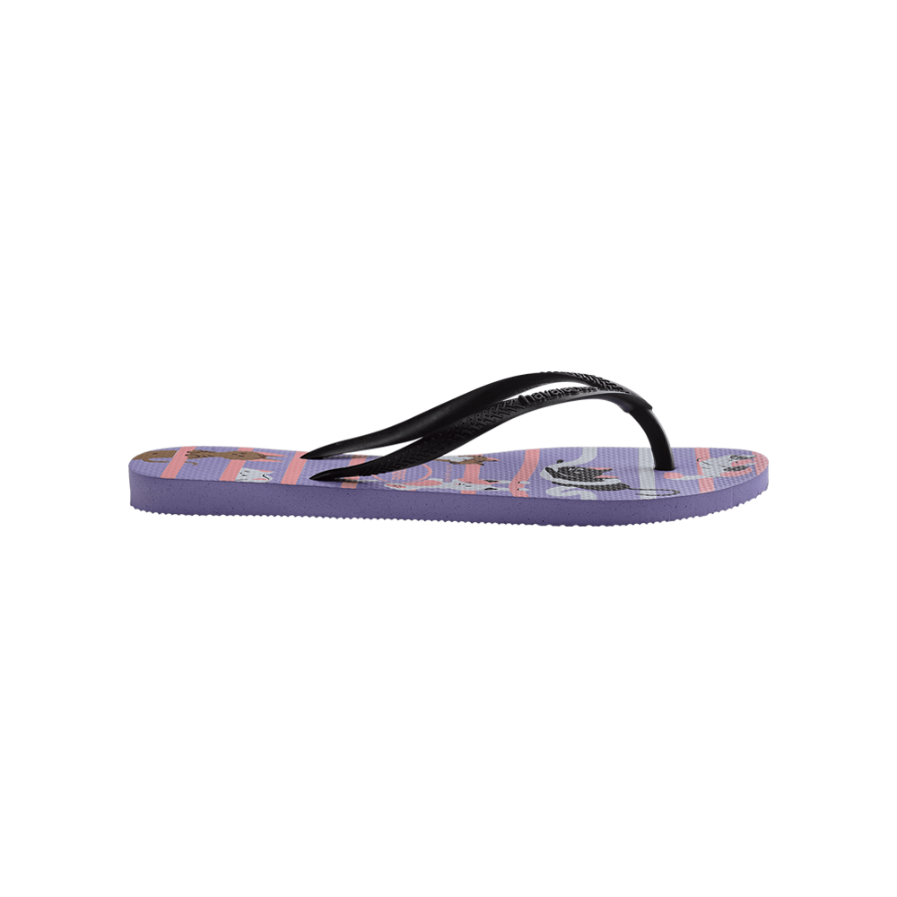 Pets Slim Flip Flops By Havaianas, Purple Paisley - Side