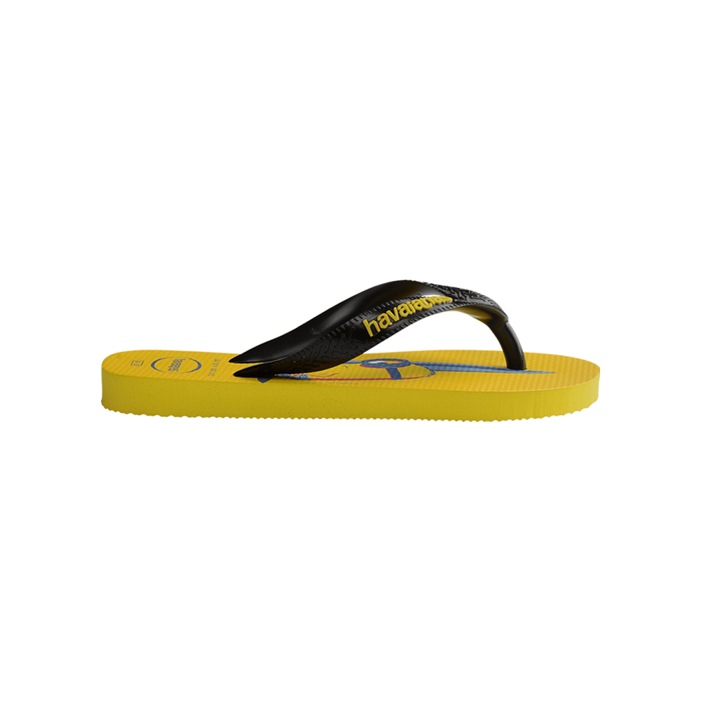 Minions Surfing Flip Flops By Havaianas, Yellow/Black, Side