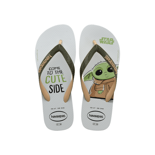 Star Wars Baby Yoda Flip Flops By Havaianas, Olive Green, Top