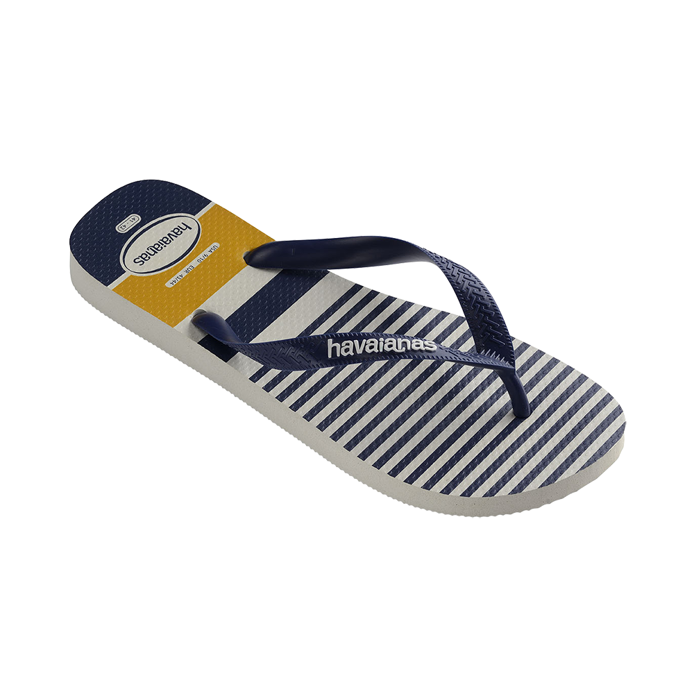 Top Nautical Flip Flops by Havaianas, White/Navy/Yellow