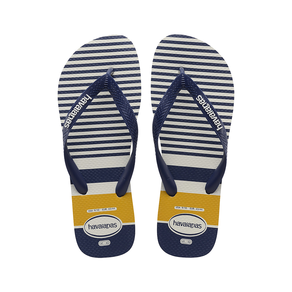 Top Nautical Flip Flops by Havaianas, White/Navy/Yellow