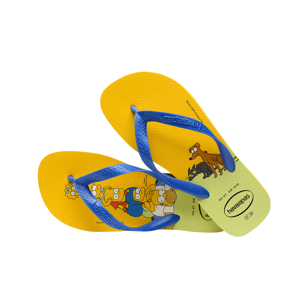 The Simpsons Family Flip Flops By Havaianas, Citrus Yellow - Top Cross