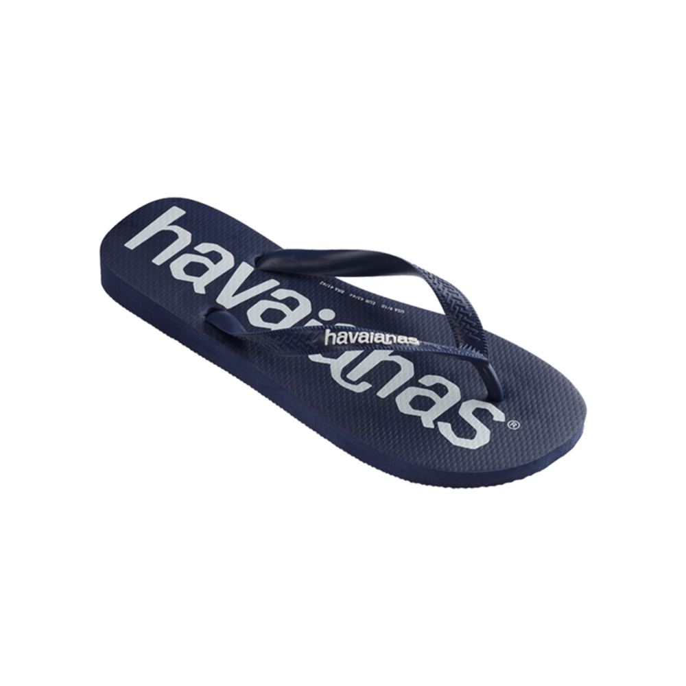 Top LogoMania 2 Flip Flops By Havaianas, Navy Blue - Top Side
