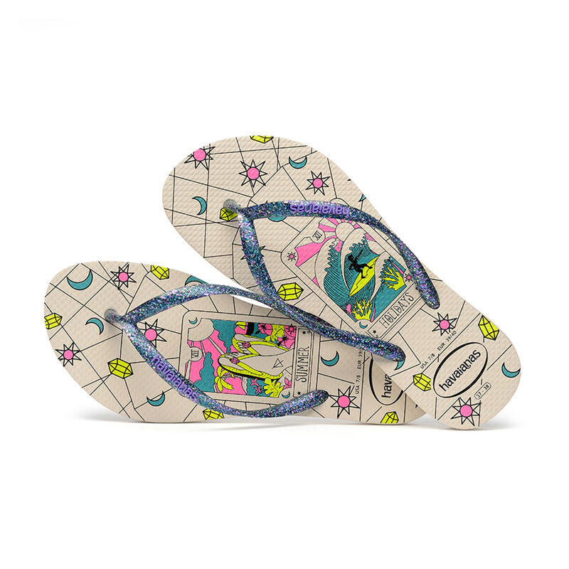 Mystic Slim Flip Flops by Havaianas, Beige, Top Cross