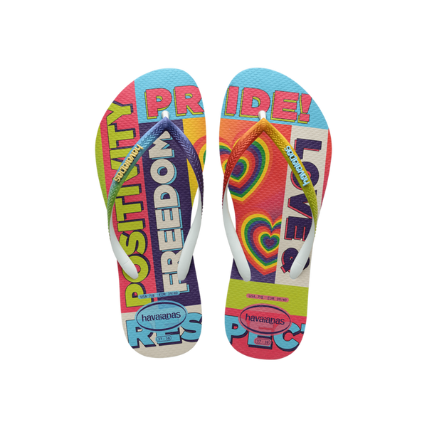 Slim Pride Rainbow Flip Flops By Havaianas, Black - Top