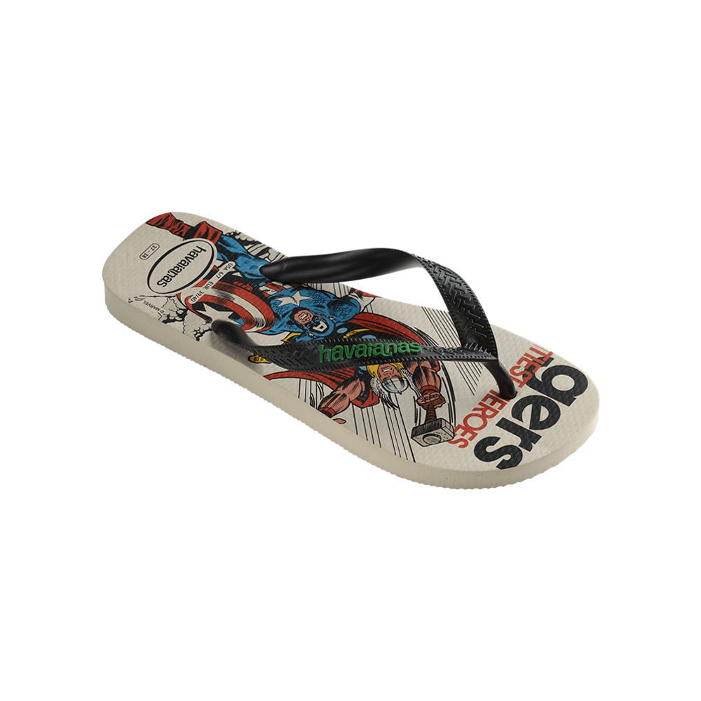The Avengers Top Flip Flops By Havaianas, Marvel Classics White - Top Side