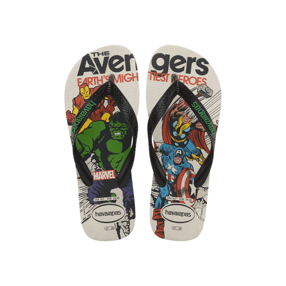 The Avengers Top Flip Flops By Havaianas, Marvel Classics White - Top
