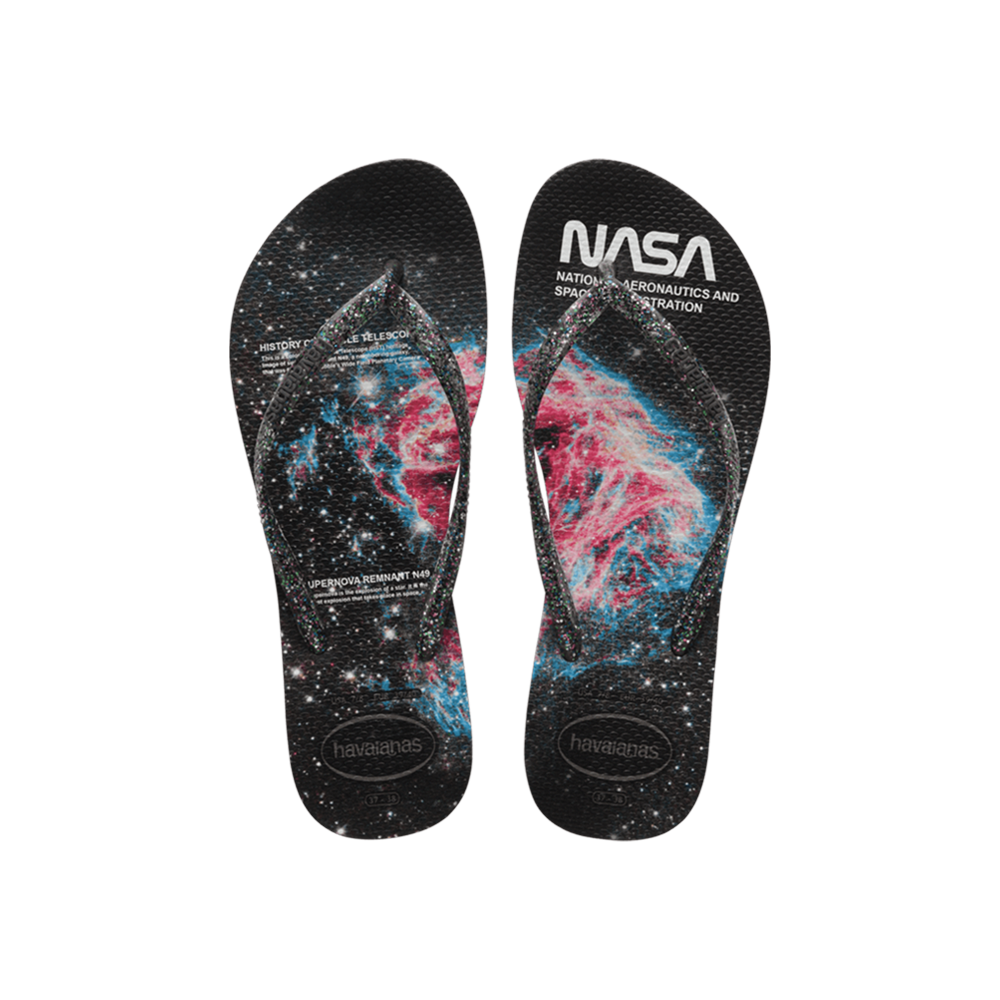 NASA Slim Flip Flops By Havaianas, Black  - Top